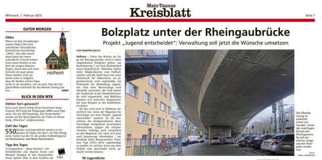 Der Bericht im Kreisblatt aus Februar 2023.